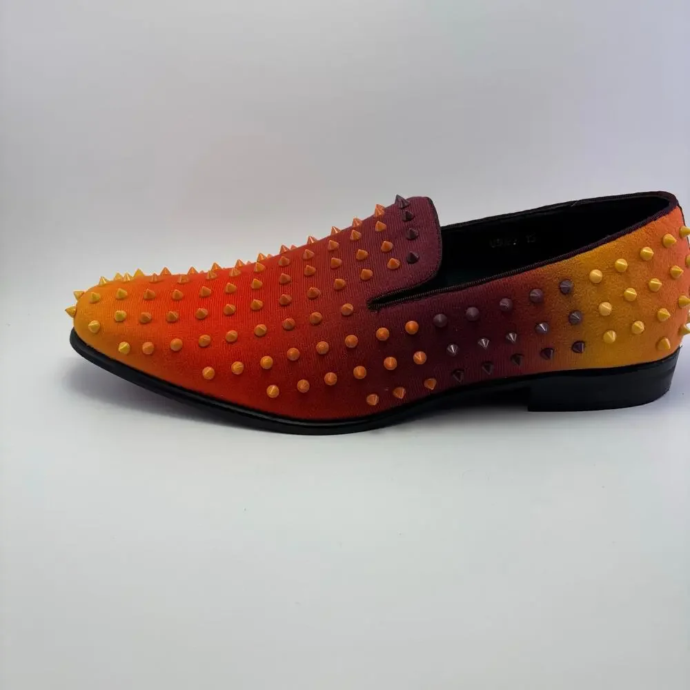 PARRAZO Premium Two Toned Orange Spiked Loafers Men’s Size 13